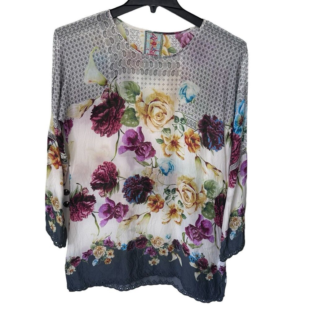 JOHNNY WAS Linden Pattern-block Tunic Floral Women's Size Small
